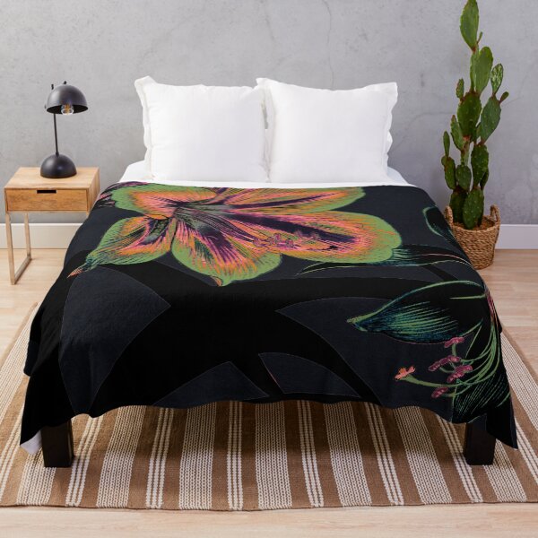 Item preview, Neon Coral Amaryllis Print - Electric Tropical Japanese Botanical designed and sold by PureVintageLove.