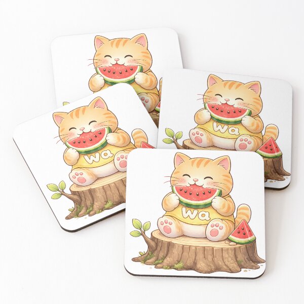 Item preview, Kawaii Orange Cat Eating Watermelon Cute Fruit Lover Design designed and sold by Wawa5656.
