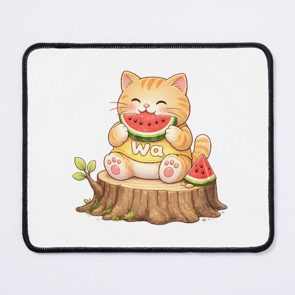 Item preview, Kawaii Orange Cat Eating Watermelon Cute Fruit Lover Design designed and sold by Wawa5656.