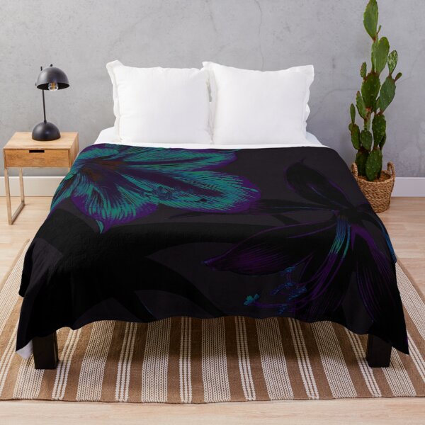 Item preview, Cyberpunk Amaryllis (Petunias) Flower - Dark Neon Japanese Botanical Print designed and sold by PureVintageLove.