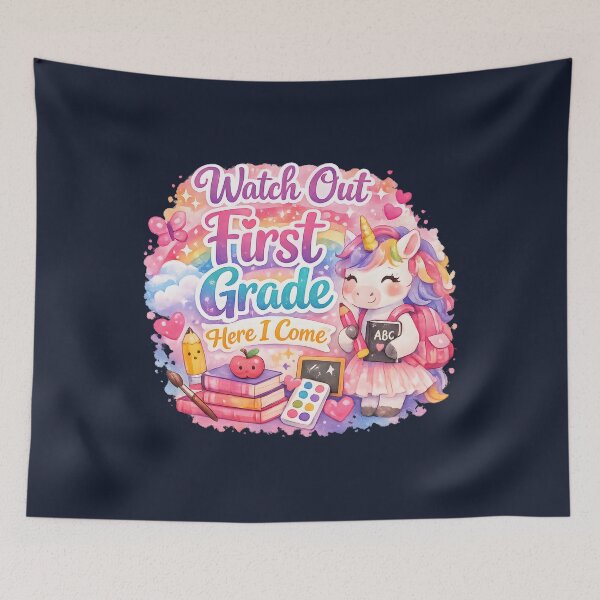 Item preview, Watch Out First Grade Here I Come Kawaii Watercolor Unicorn Pastel Girls Back to School Gift designed and sold by Artycom.