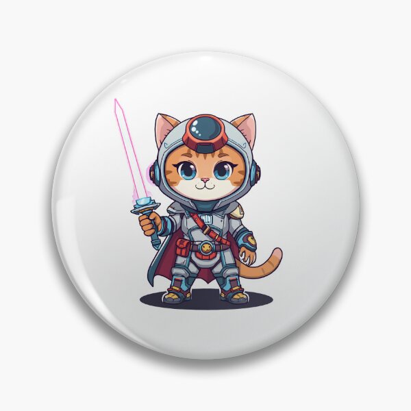 Item preview, Cute Space Cat Knight with Laser Sword | Chibi Sci-Fi Warrior designed and sold by muhammadkhafidh.