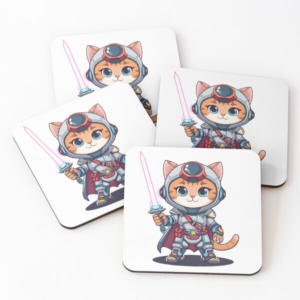 Item preview, Cute Space Cat Knight with Laser Sword | Chibi Sci-Fi Warrior designed and sold by muhammadkhafidh.