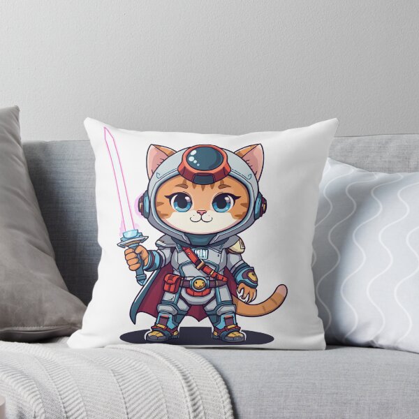 Item preview, Cute Space Cat Knight with Laser Sword | Chibi Sci-Fi Warrior designed and sold by muhammadkhafidh.