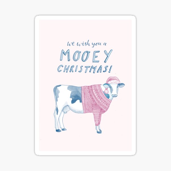 Vista previa del artículo con la obra «Te deseamos una Navidad Mooey - Tarjeta Pun», diseñado y vendido por jessicaadele.