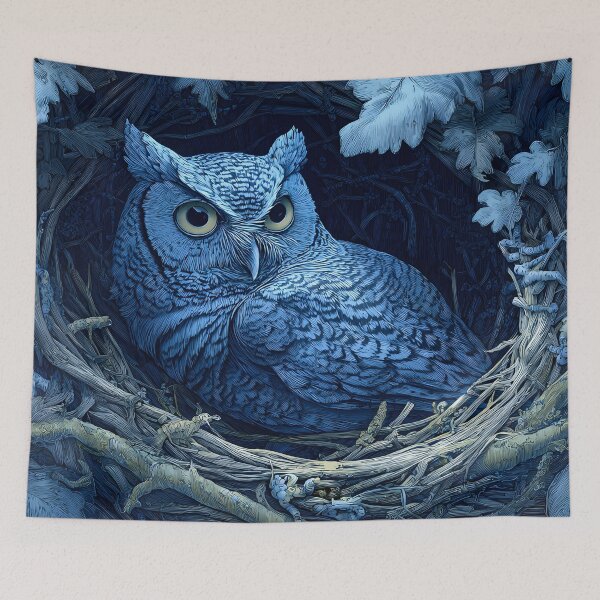 Item preview, Blue nesting owl designed and sold by ScienceRex.