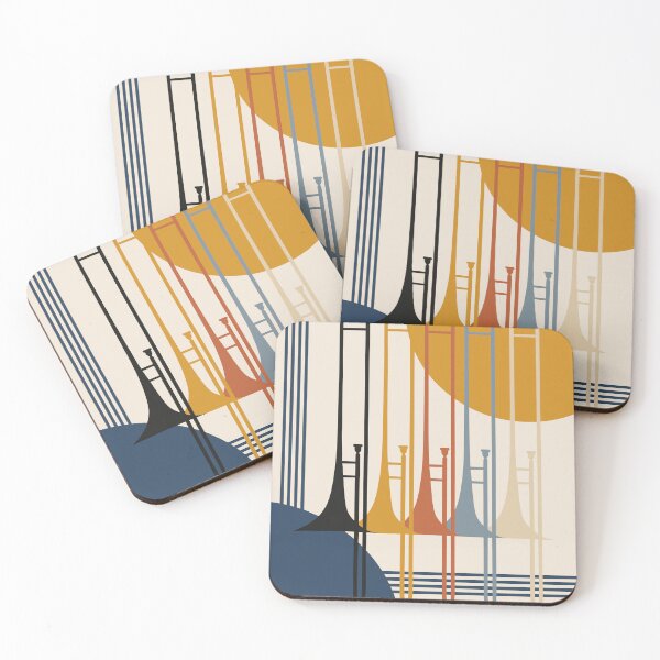 Item preview, Minimalist Trombone Quartet | Mid-Century Modern Jazz Art | Bauhaus Brass Ensemble Print | Abstract Music Decor designed and sold by Studio pod Burom.