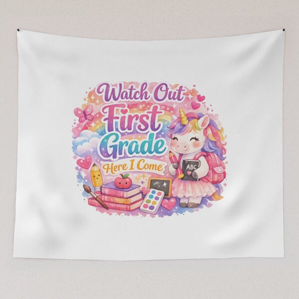 Item preview, Watch Out First Grade Here I Come Kawaii Watercolor Unicorn Pastel Girls Back to School Gift designed and sold by Artycom.