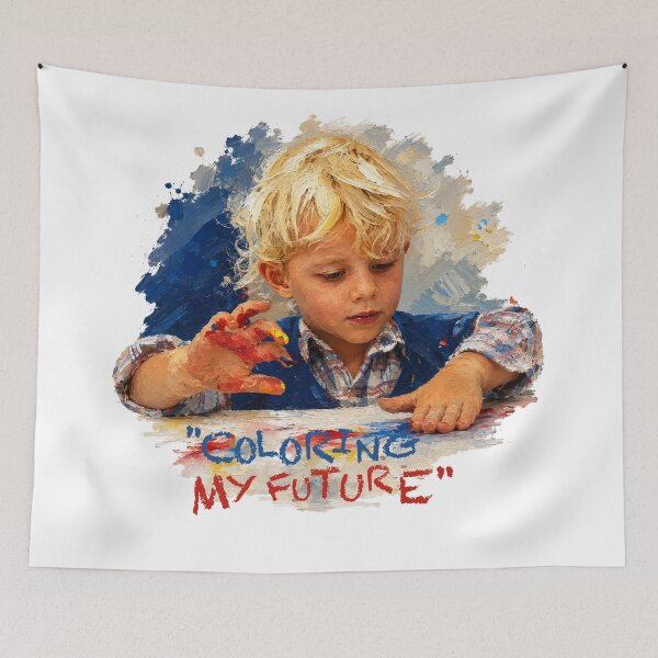 Item preview, Coloring My Future – Young Artist Oil Painting Illustration designed and sold by Lifer Art and Design.