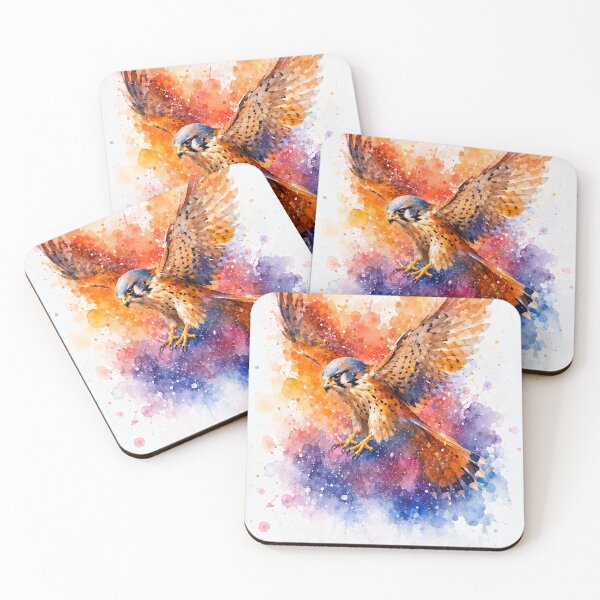 Item preview, Kestrel on Colourful Watercolour Background designed and sold by CursedTeaDesigns.