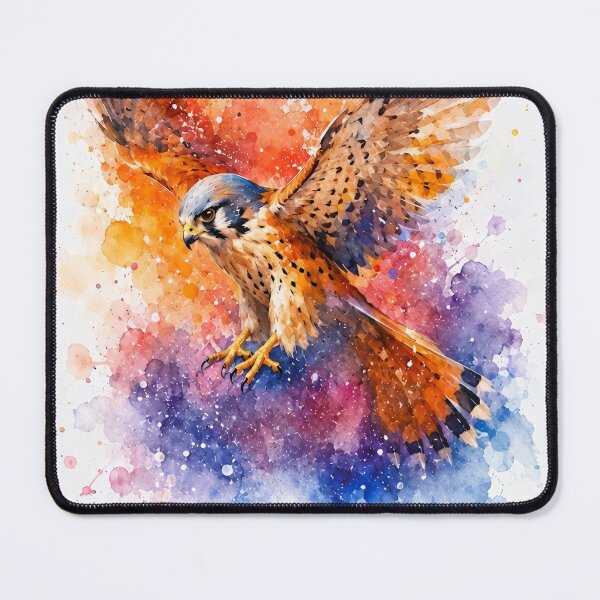 Item preview, Kestrel on Colourful Watercolour Background designed and sold by CursedTeaDesigns.