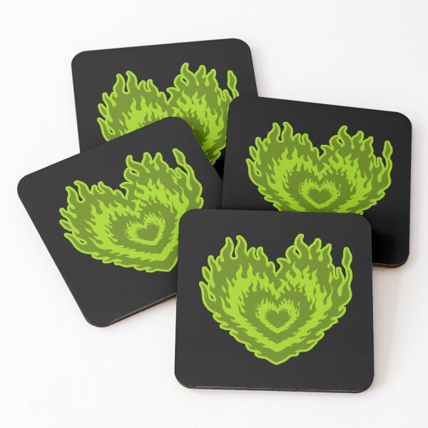 Item preview, Layered Aesthetic Green Burning Hearts designed and sold by CamilasPrints.