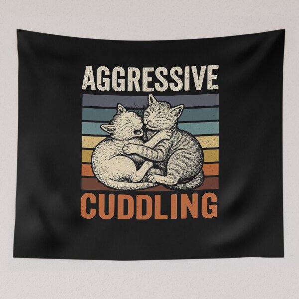 Item preview, Cat Lover Funny Cat Fight Aggressive Cuddling Retro Martial Arts designed and sold by tmerchtrends.