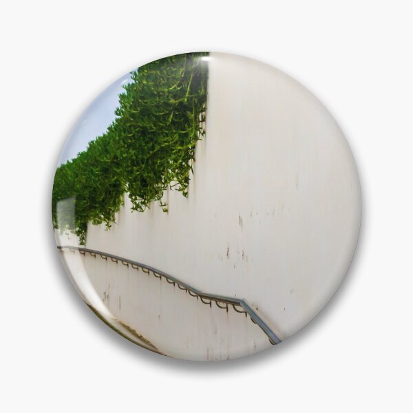 Item preview, Curved Walkway Along White Wall With Ivy and Metal Railing — Minimal Architectural Pathway designed and sold by Nmallia.