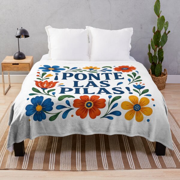 Item preview, Ponte Las Pilas, Funny Spanish Motivational, Latina Gift, Mexican Floral Folk Art, Hispanic Saying designed and sold by Quiajia.