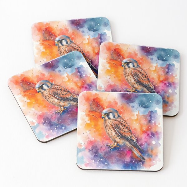 Item preview, Kestrel on Colourful Watercolour Background designed and sold by CursedTeaDesigns.