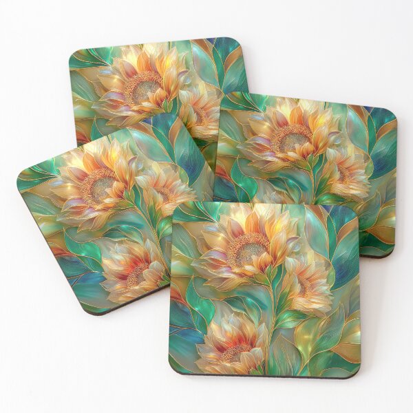 Item preview, Sunflower Stained Glass Art | Botanical Floral Design designed and sold by MargaretWiktor.