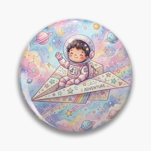 Item preview, Kawaii Astronaut Riding a Paper Airplane | Pastel Space Adventure Watercolor designed and sold by RoyArt0.