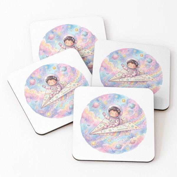 Item preview, Kawaii Astronaut Riding a Paper Airplane | Pastel Space Adventure Watercolor designed and sold by RoyArt0.