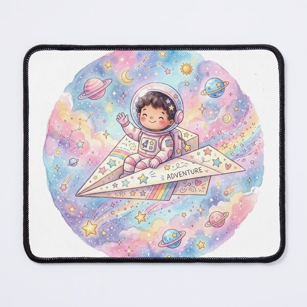 Item preview, Kawaii Astronaut Riding a Paper Airplane | Pastel Space Adventure Watercolor designed and sold by RoyArt0.