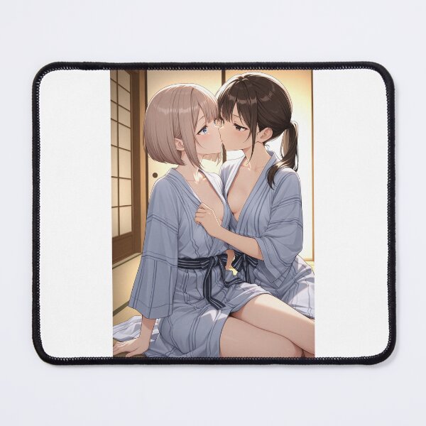 Item preview, Sapphic Romance Intimate Anime Girls in Yukata designed and sold by JapaneseArtAI.