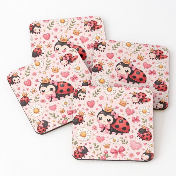 Item preview, Cute Ladybug Princess Kawaii Pattern with Daisies, Bows & Hearts designed and sold by Moonlight Studio.