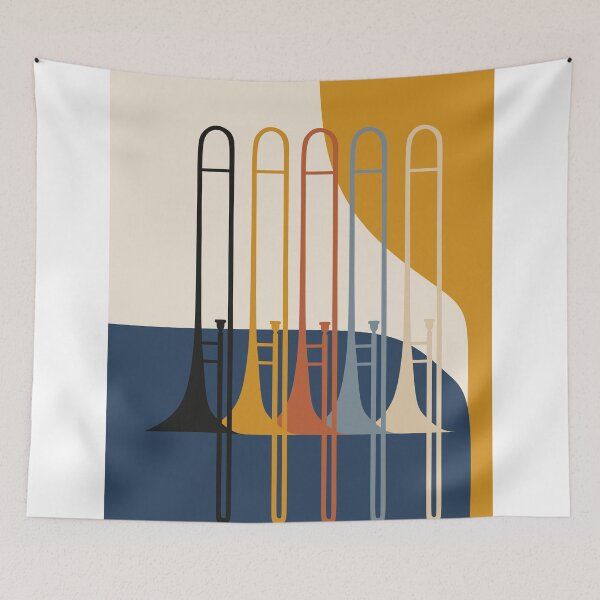 Item preview, Minimalist Trombone Collection | Mid-Century Modern Jazz Art | Bauhaus Brass Instrument Print | Abstract Music Decor designed and sold by Studio pod Burom.