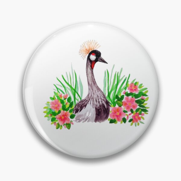 Item preview, African Pattern Wildlife- Uganda Crowned Crane and Hibiscus Flowers  designed and sold by Pretty And Obscure.