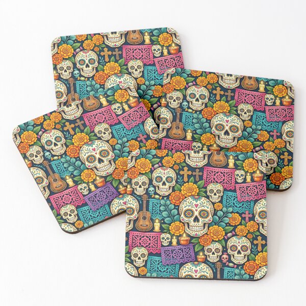 Item preview, Day of the Dead Sugar Skulls Marigold Pattern designed and sold by Sybille-Yates.