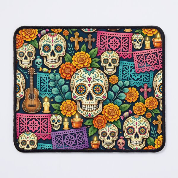 Item preview, Day of the Dead Sugar Skulls Marigold Pattern designed and sold by Sybille-Yates.