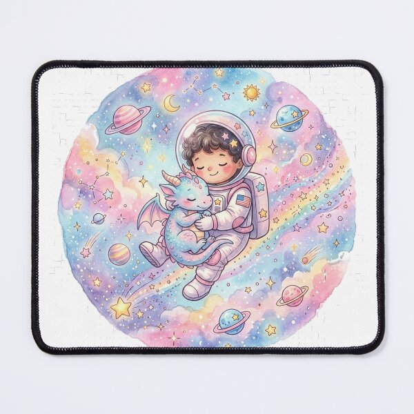 Item preview, Kawaii Astronaut Cuddling Baby Dragon | Pastel Space Fantasy Watercolor designed and sold by RoyArt0.