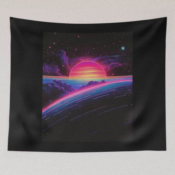 Item preview, galactic horizon in neon glow  designed and sold by RetroWaveArtCo.