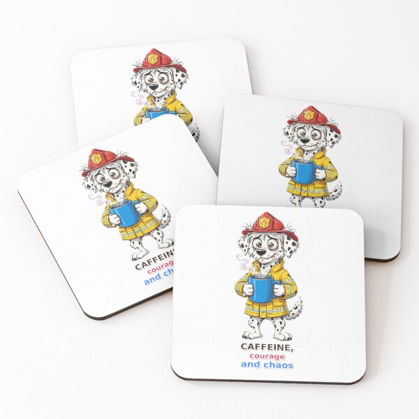 Item preview, Funny Firefighter Dalmatian Caffeine Courage Chaos designed and sold by Surviving Monday Club.