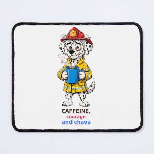 Item preview, Funny Firefighter Dalmatian Caffeine Courage Chaos designed and sold by Surviving Monday Club.