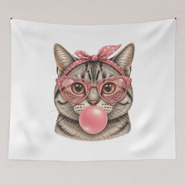 Item preview, Funny Cat, Cute Cat Meme, Bubble Gum Kitten, Vintage Style, Mental Health, Retro Cat Lover Gift designed and sold by Quiajia.