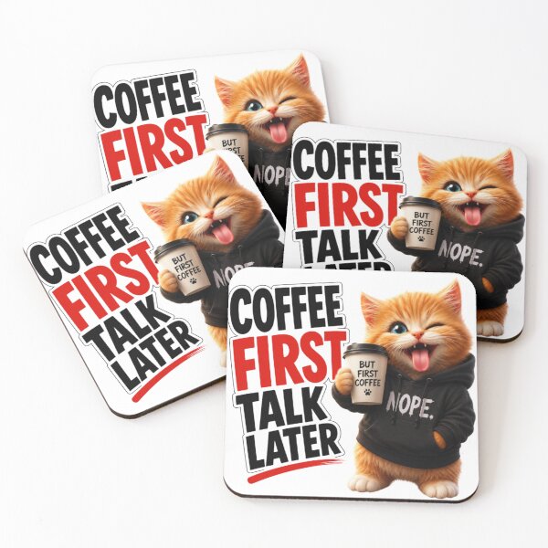 Item preview, Coffee First Talk Later Anime Cat Sticker designed and sold by IMOBILYARI VibeCore.