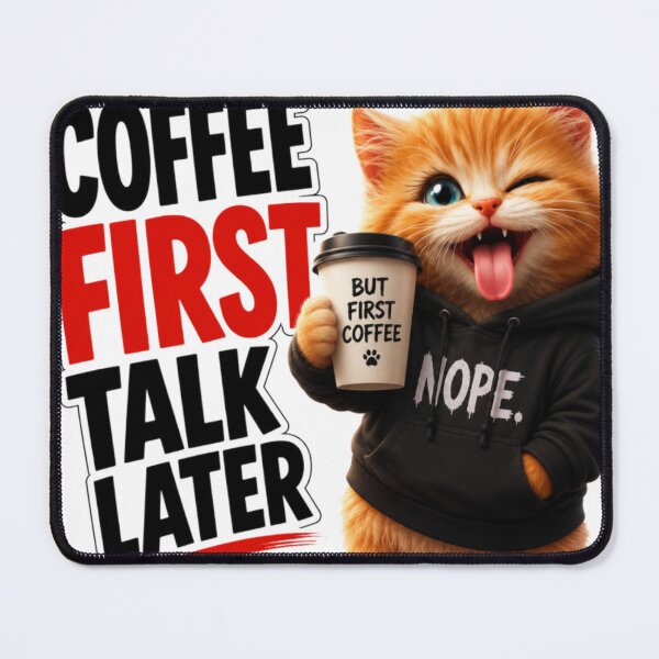 Item preview, Coffee First Talk Later Anime Cat Sticker designed and sold by IMOBILYARI VibeCore.
