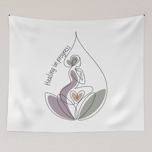 Item preview, Healing in Progress Line Art Teardrop Figure for Yoga Practice designed and sold by 108stillness.