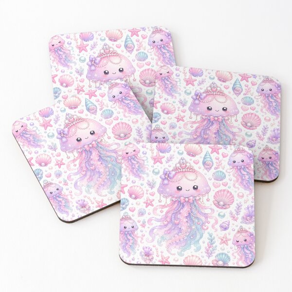 Item preview, Cute Jellyfish Princess Kawaii Pattern with Pearls, Seashells & Bubbles designed and sold by Moonlight Studio.