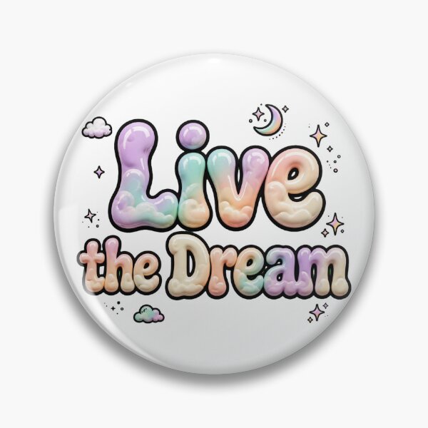 Item preview, Live the Dream Pastel Rainbow Iridescent Cloud Moon Retro Quote designed and sold by AuraVibesArts .