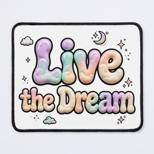 Item preview, Live the Dream Pastel Rainbow Iridescent Cloud Moon Retro Quote designed and sold by AuraVibesArts .