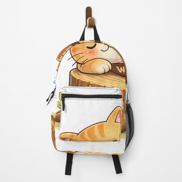 Item preview, Kawaii Orange Cat Sleeping on Tree Stump Cute Animal Design designed and sold by Wawa5656.