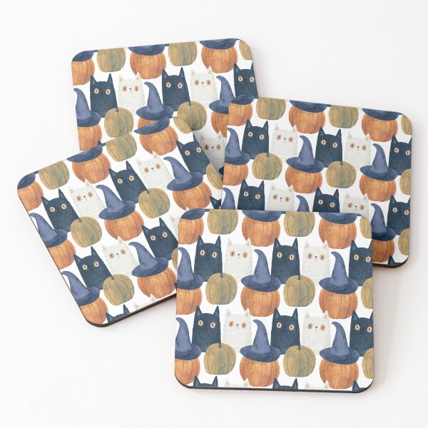 Item preview, Charming Witchy Cats & Fall Harvest Pumpkin Print designed and sold by TJ Art and Camera.