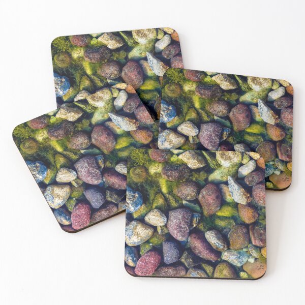 Item preview, Colorful River Pebbles and Algae Underwater Close-Up Texture of Mossy Stones and Rocks designed and sold by Nmallia.