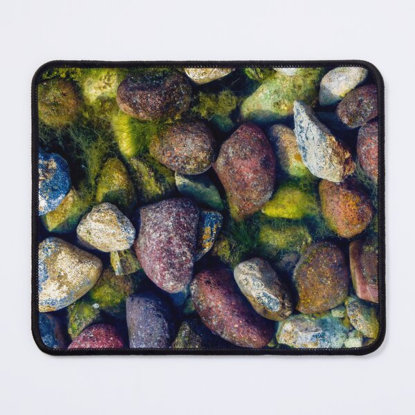 Item preview, Colorful River Pebbles and Algae Underwater Close-Up Texture of Mossy Stones and Rocks designed and sold by Nmallia.