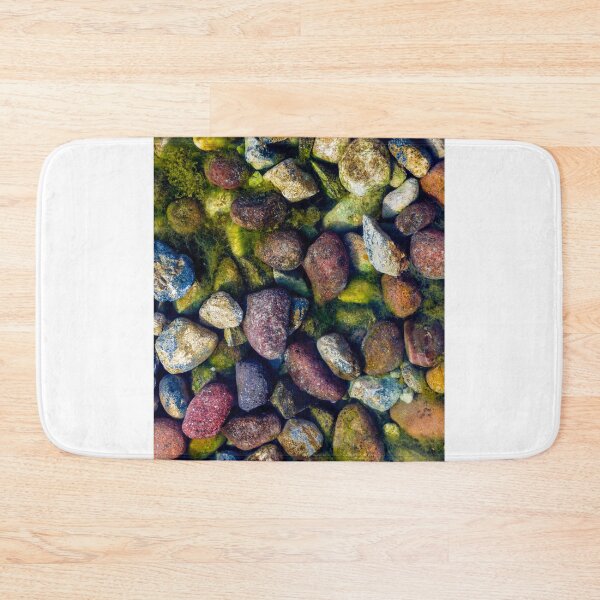 Item preview, Colorful River Pebbles and Algae Underwater Close-Up Texture of Mossy Stones and Rocks designed and sold by Nmallia.