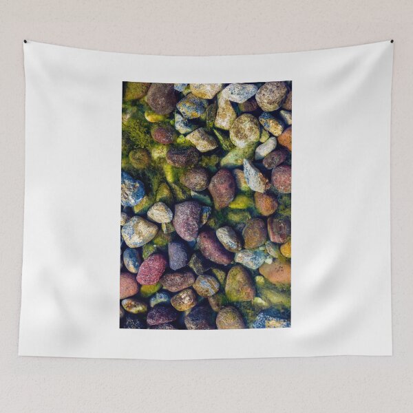Item preview, Colorful River Pebbles and Algae Underwater Close-Up Texture of Mossy Stones and Rocks designed and sold by Nmallia.