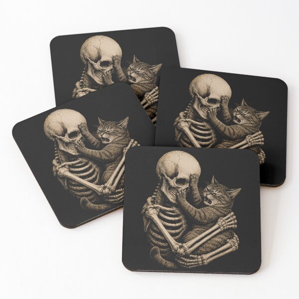 Item preview, Cute cat hugs skeleton design for quirky lovers Halloween designed and sold by rafaeltto.