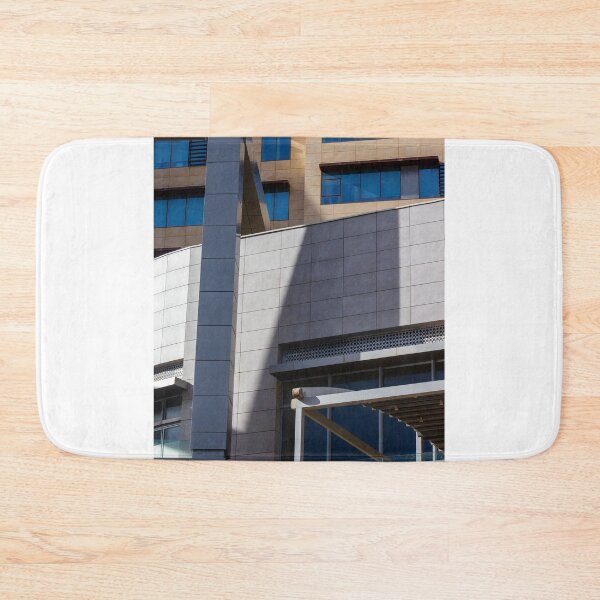 Item preview, Modern Urban Architecture Facade With Blue Windows, Geometric Lines, Light And Shadow Play On Concrete designed and sold by Nmallia.