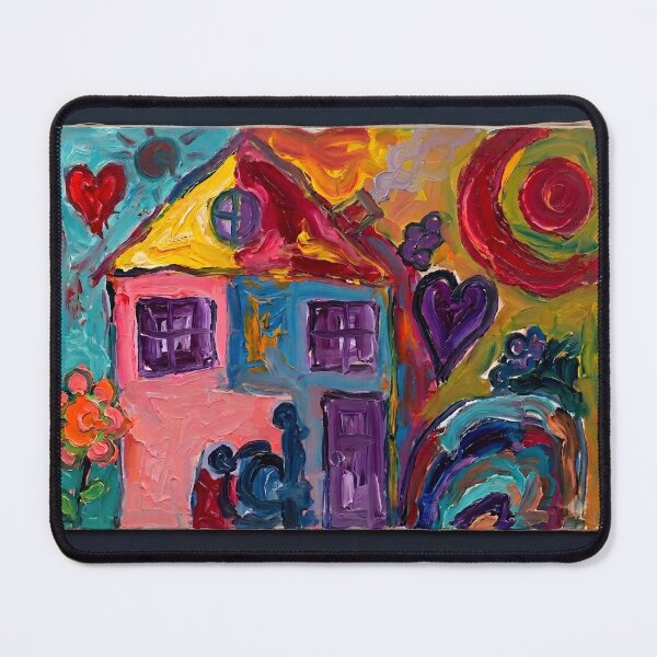 Item preview, Expressionist House Oil Painting – Abstract Colorful Landscape Wall Art Canvas Print designed and sold by SergioMiklos.